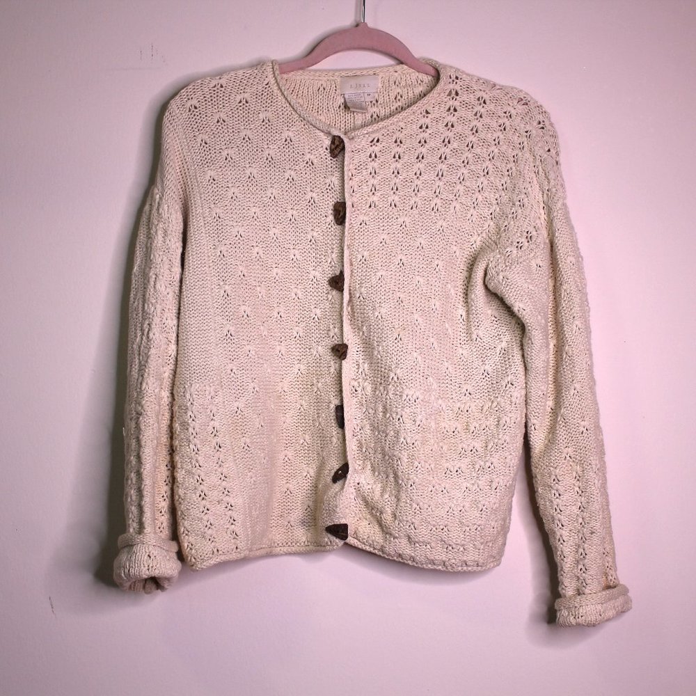J. Jill Crème Knit Cardigan w Unique Buttons